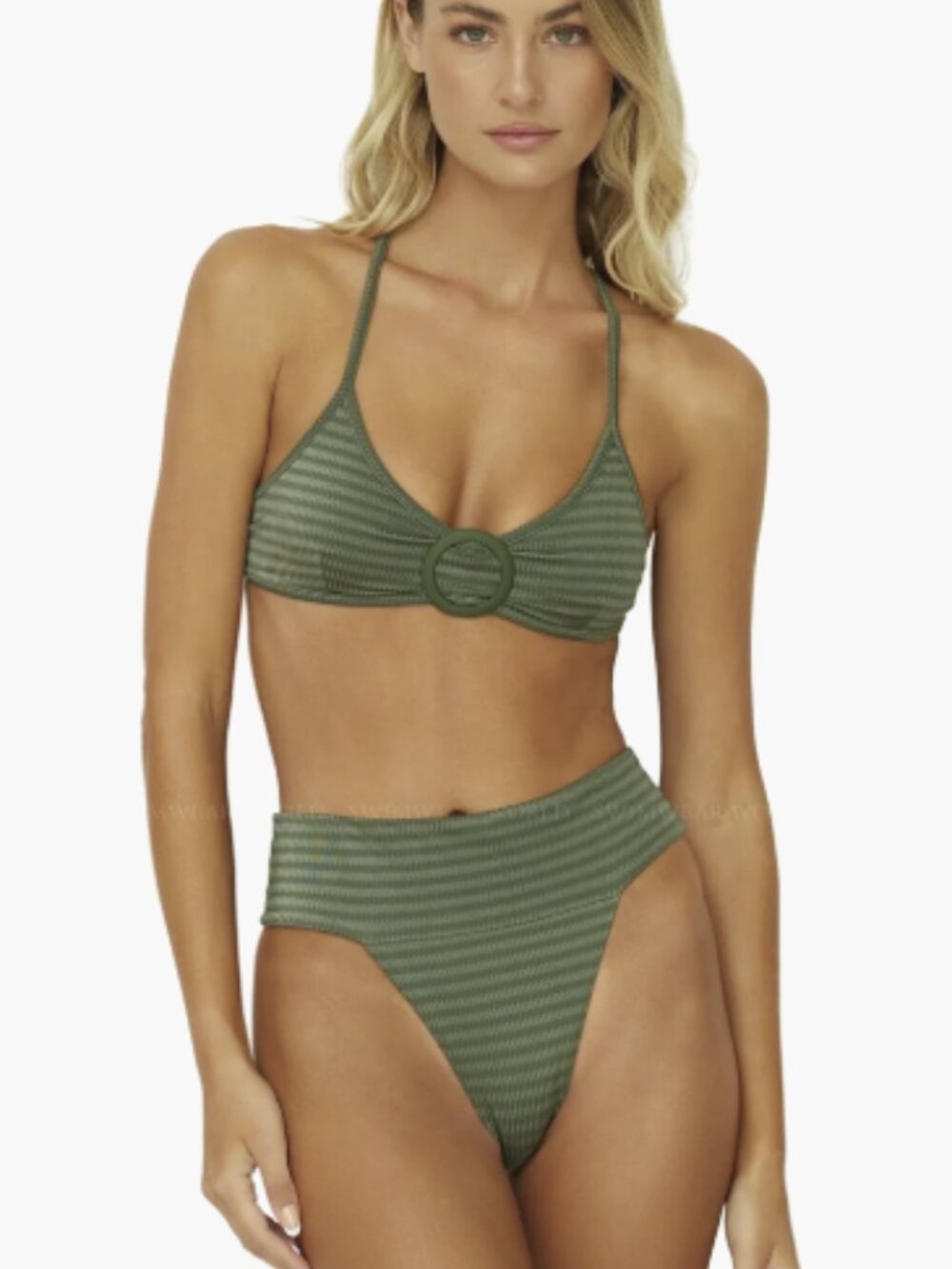 NWT PQ Swim Vienna Bikini Set Olive Green Top L Bottom M